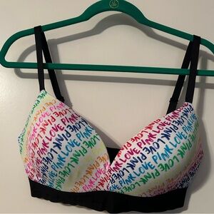 36 DD Victoria’s Secret PINK where everywhere push up rainbow bra
